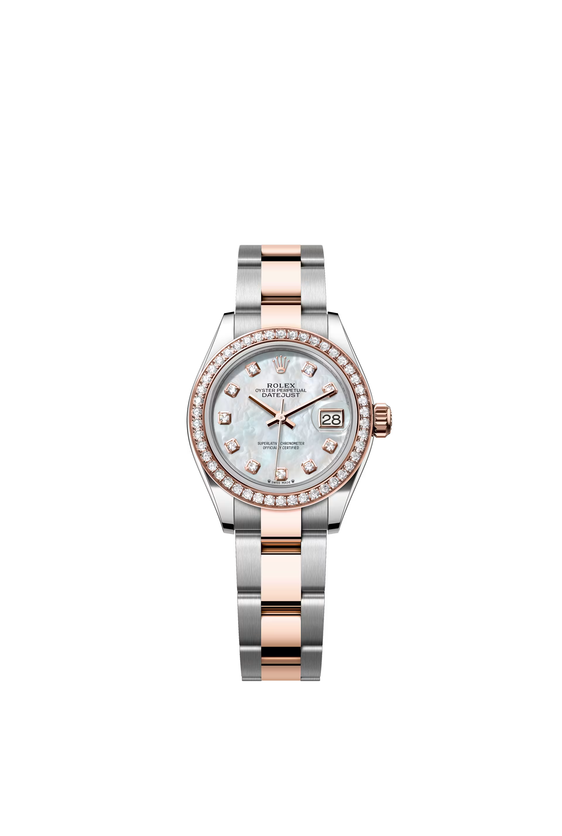 Rolex Lady-Datejust 28mm Oyster, Everose gold si diamonds Ref. 279381RBR