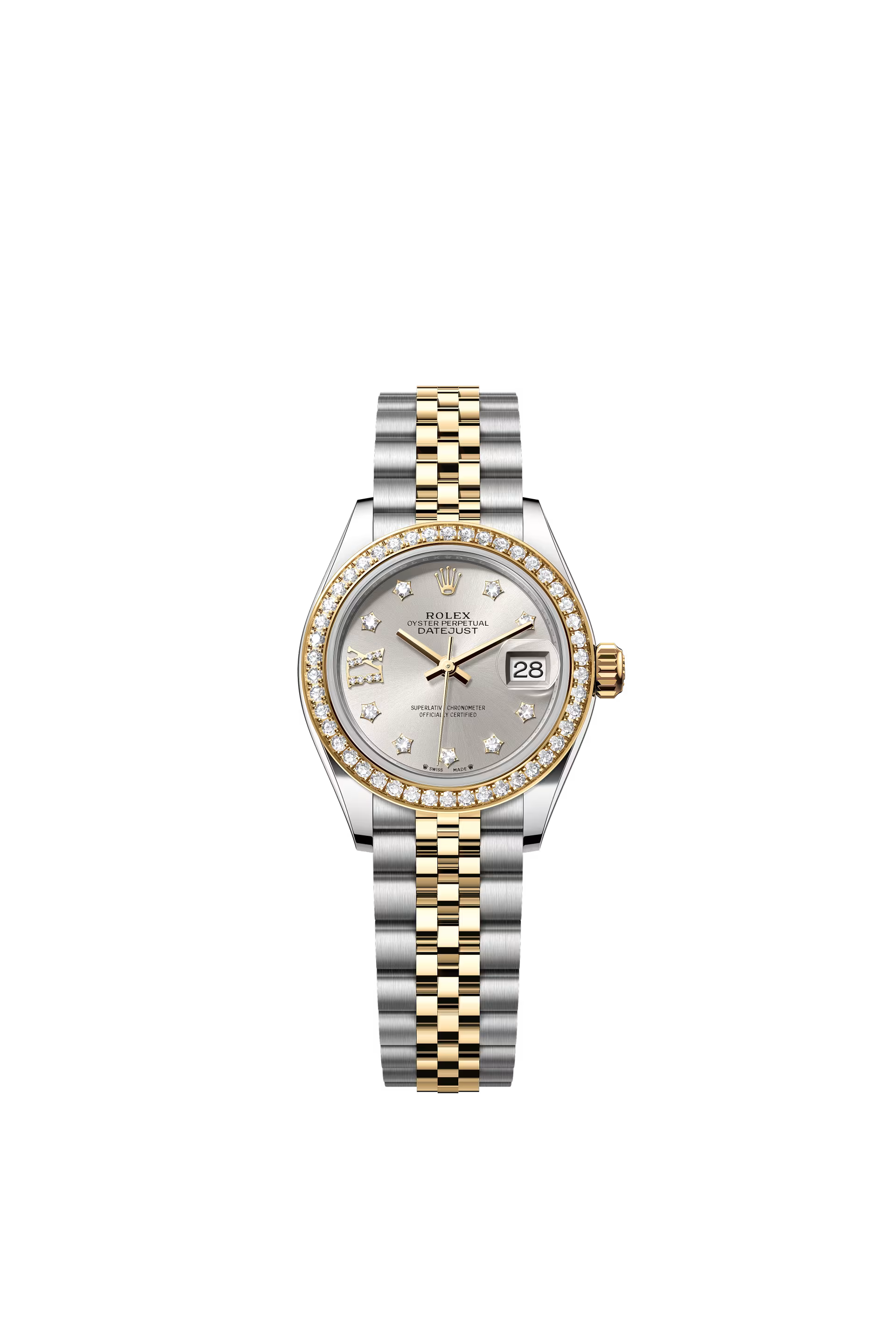Rolex Lady-Datejust 28mm Oyster, yellow gold si diamante Ref. 279383RBR